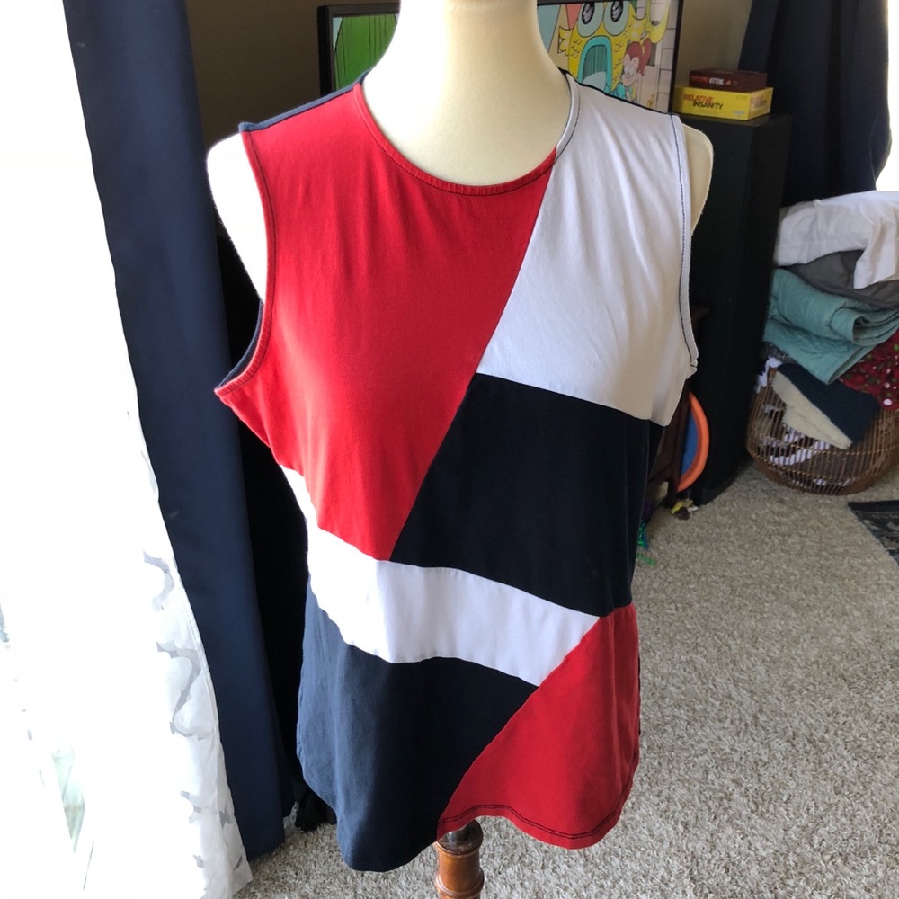 Chaps Color Block Tank Top, XL